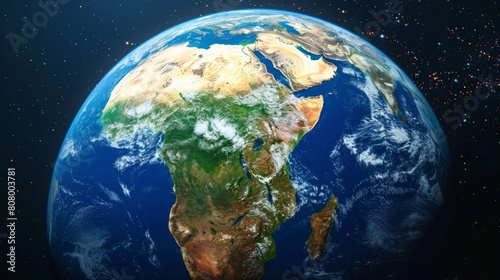 A photo of the Earth from space, showing the African continent.