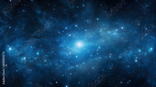 Digital galaxy in blue with stars and spirals in space graphic poster web page PPT background