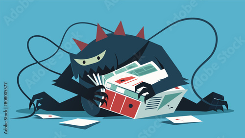 A monstrous creature resembling a pile of newspapers and a tangled mess of wires emerged from the local newsstand spreading false information wherever.