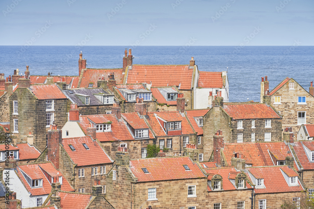 Rooftop view of Robin Hoods Bay, Yorkshire