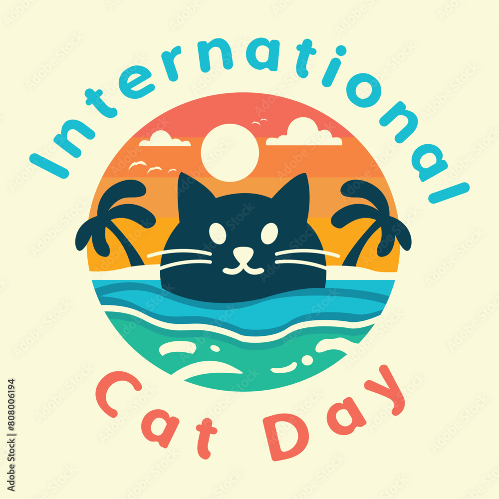 Creative International Cat Day concept background logo. Creative International Cat Day concept background logo.