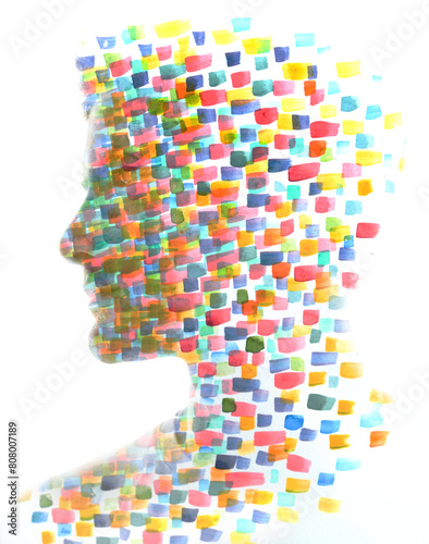 An abstract profile silhouette paintography portrait of a man