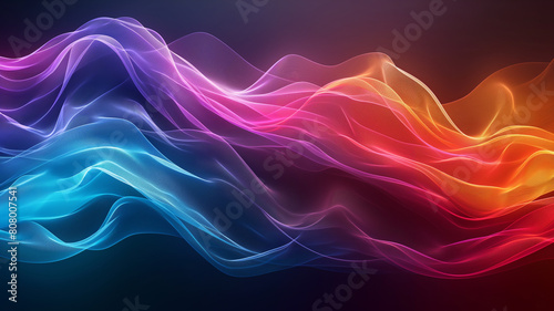 A colorful wave of light with a dark background