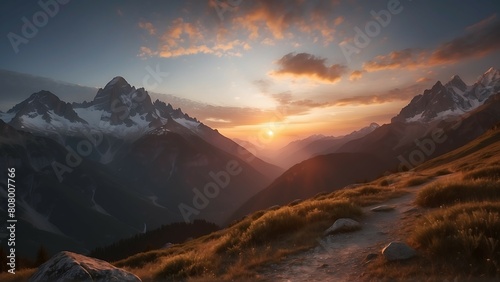 Sunset in Cordillera Huayhuash, Peru, South America