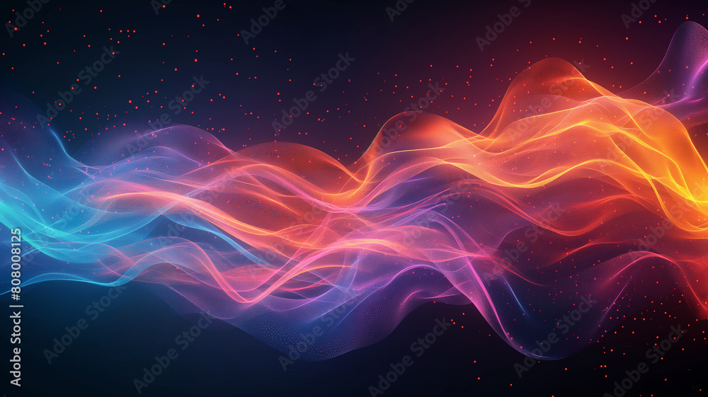 A colorful wave of light with a dark background A colorful wave of light with a dark background