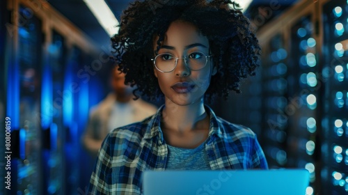 Female Technician in Data Center