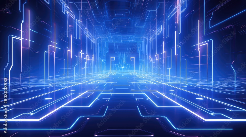 Futuristic Cyberpunk Corridor with Neon Lights Futuristic Cyberpunk Corridor with Neon Lights