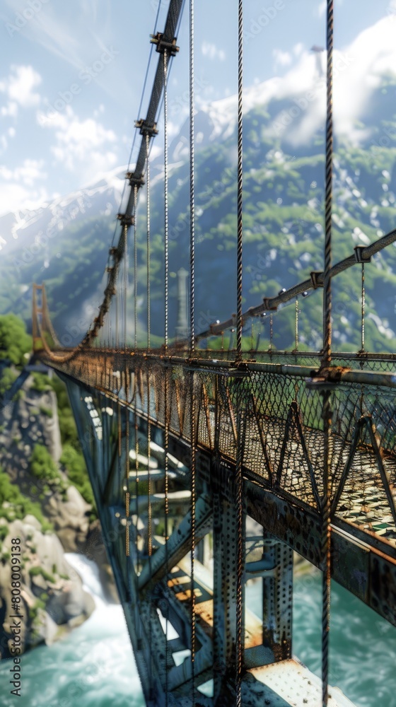 Fototapeta premium Cantilever bridge offering bungee jumping, thrill-seekers' favorite â€“ Thrill bridge.