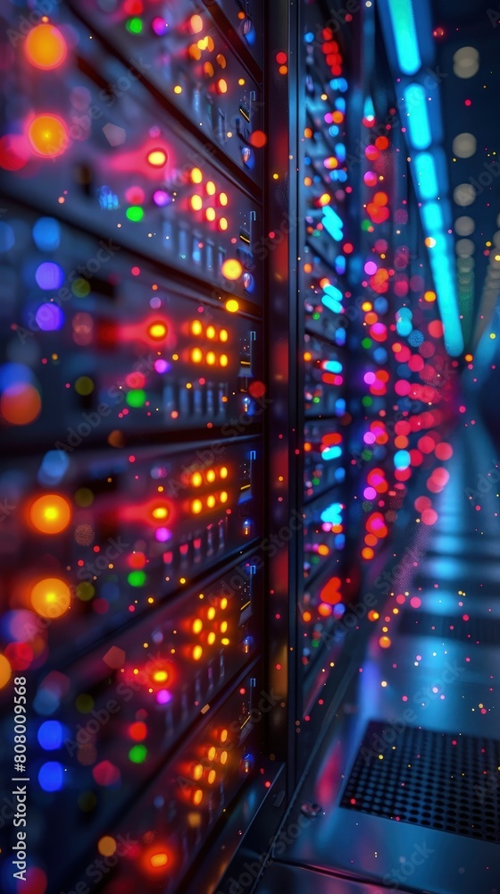 Fotografie Data centers with fiber optic connections for ultra-fast data transfer