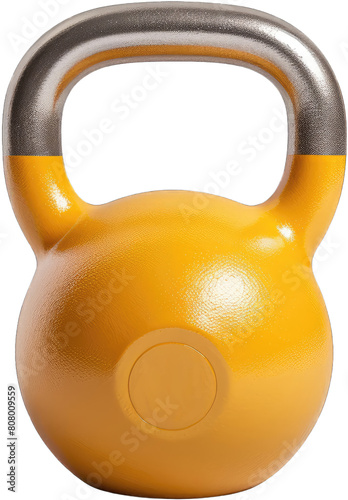 Yellow kettlebell on white background