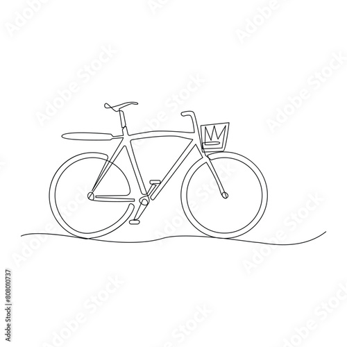 Vector one Line drawing or continuous line art of a classic bicycle athlete and stock ilustration