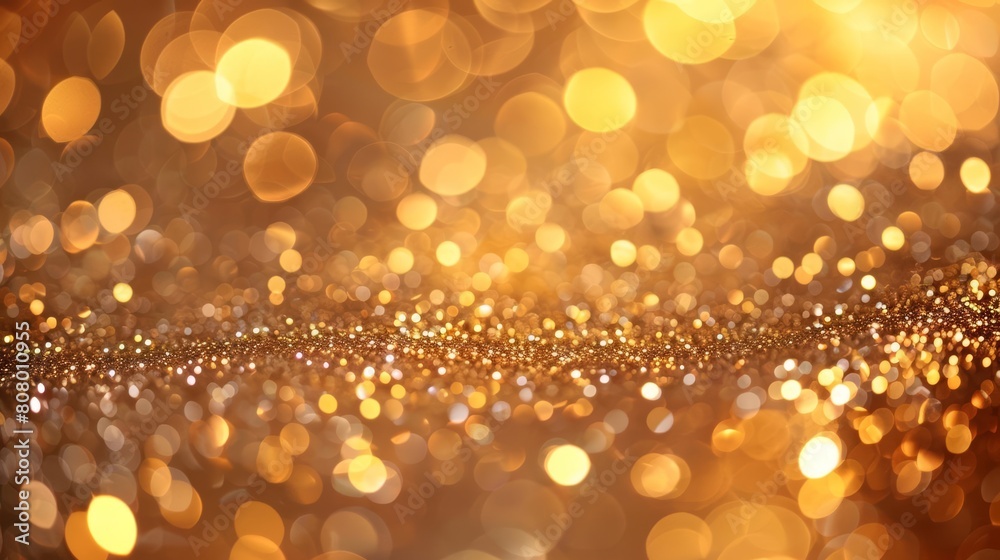A golden glitter background with bokeh lights and sparkles, creating an elegant and glamorous atmosphere for luxury or festive themes A golden glitter background with bokeh lights and sparkles, creating an elegant and glamorous atmosphere for luxury or festive themes