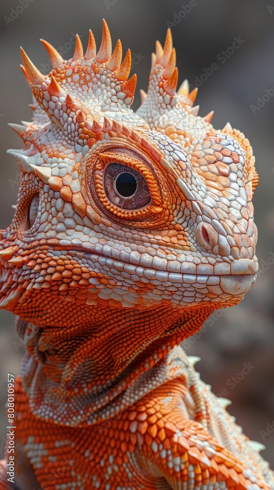 Fototapeta premium Horned lizard in desert camouflage, blending, survival tactic.