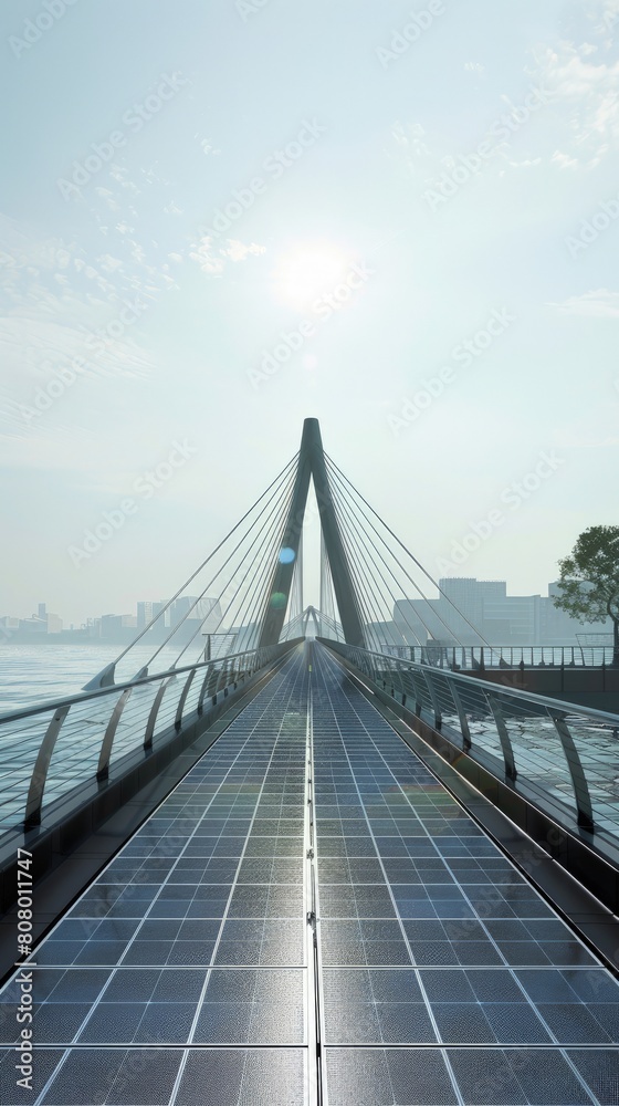 Modern bridge with solar panels, generating clean energy â€“ Sustainable design.