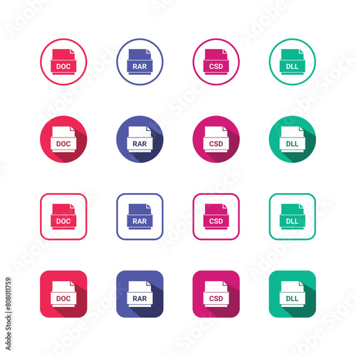 Collection of Icons set, flat colored with shadows. Thin line icons set. Flat vector illustration
