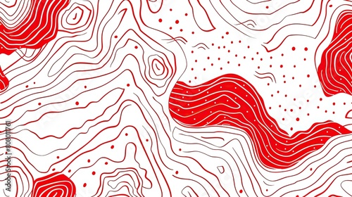 Abstract background with red lines and waves.