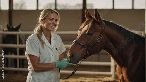 female veterinarian with horse