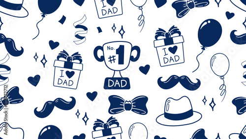 Seamless Pattern Father s Day Hand Drawn Doodle Element Vector Illustration