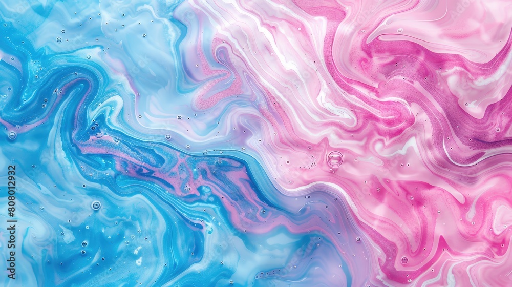 Abstract background of acrylic paint in blue, pink and white colors.