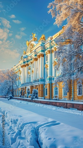 Sightseeing in St Petersburg, visiting the Winter Palace, Russian art, historical splendor. photo