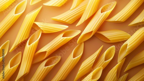 Close-up of a pile of penne pasta. photo