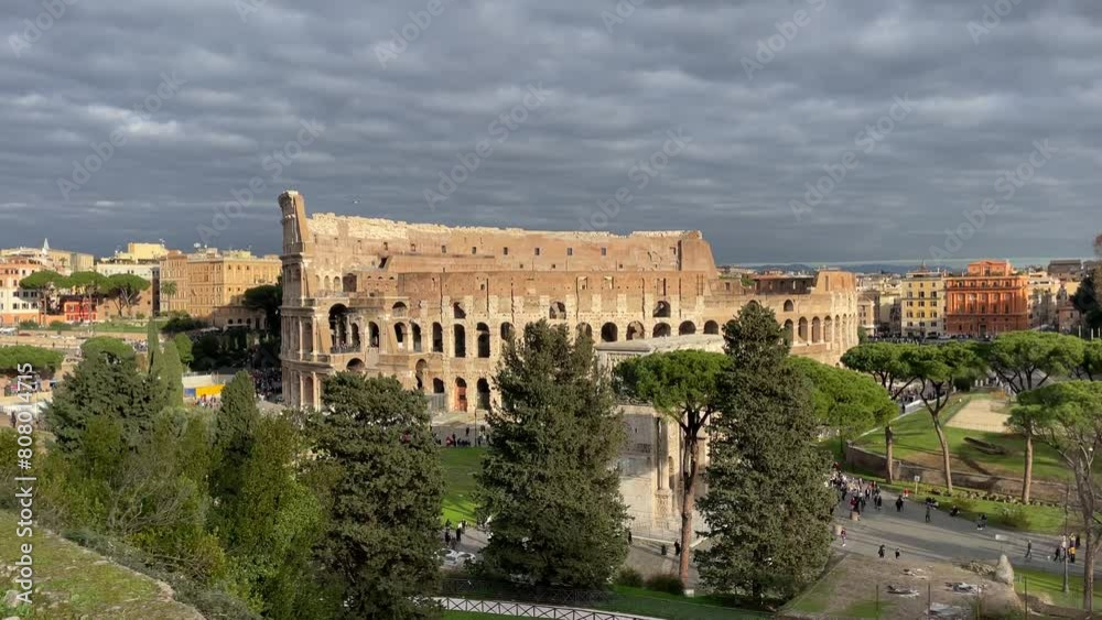 panoramic view of Colosseum under sunshine, Rome, Italy panoramic view of Colosseum under sunshine, Rome, Italy