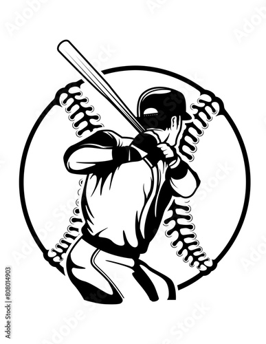 Baseball Player | Baseball | Athlete | Baseball Team | Baseball Bat | Shortstop | Ball | Home Run | Original Illustration | Vector and Clipart | Cutfile and Stencil
