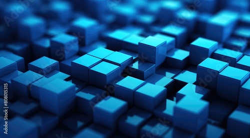 Abstract Blue 3D Cubes Technology Concept