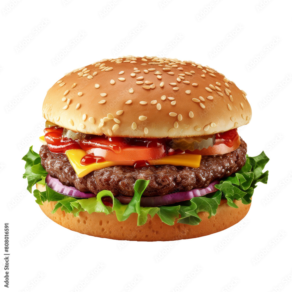 Fresh burger, isolated on a transparent background. Fresh burger, isolated on a transparent background.