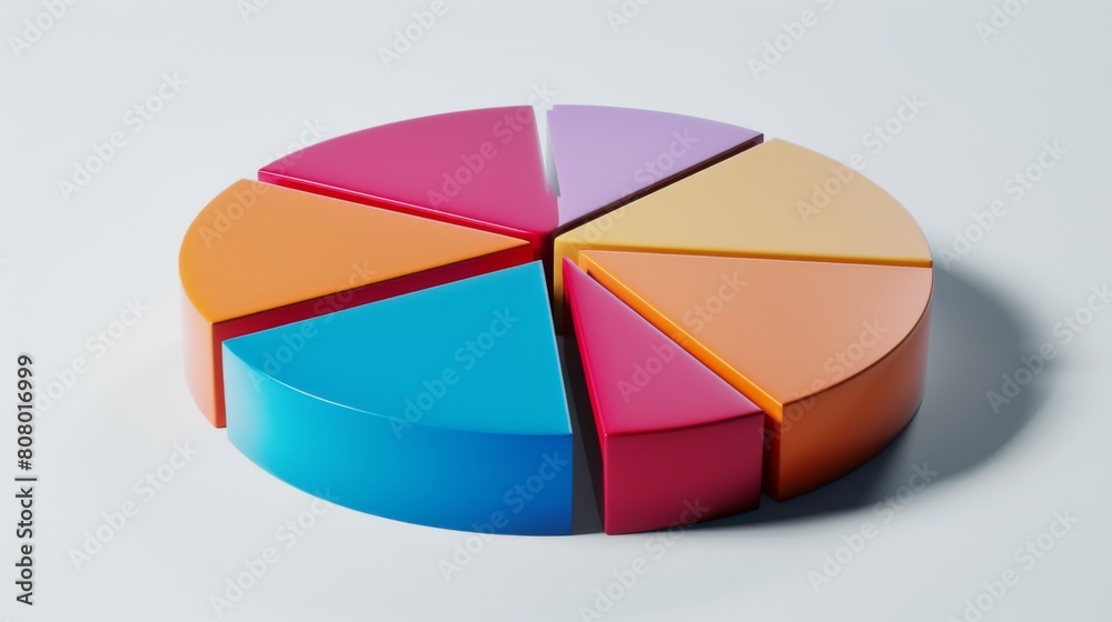 Fototapeta premium A pie chart displaying market share distribution, with each segment representing a percentage