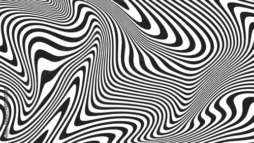 Contemporary Y2K Optical Illusion Background. Trendy wavy texture in a retro futuristic style with a distorted effect for collage or retro design. Vector illustration.