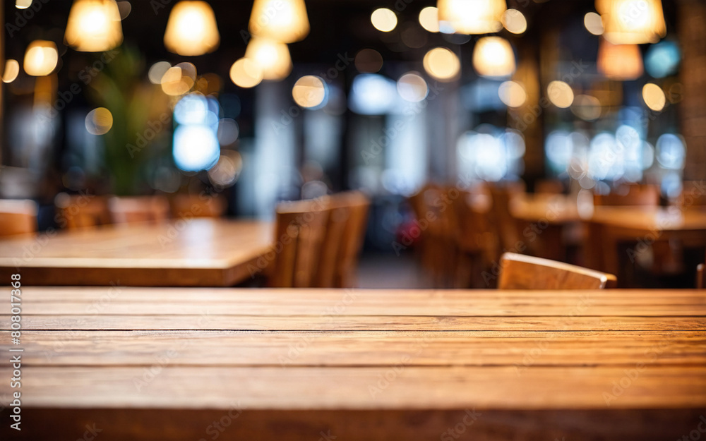 empty wooden table in cafe mockup empty wooden table in cafe mockup