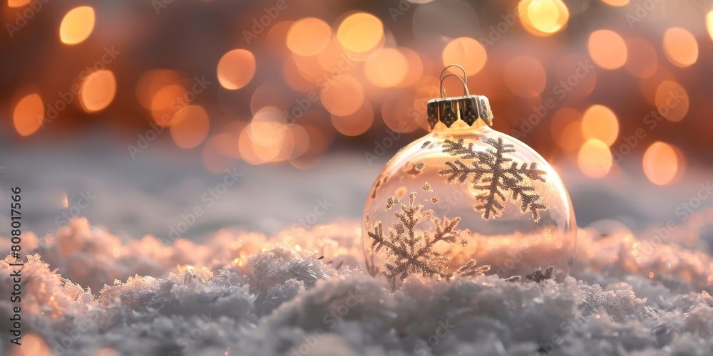 Snowflake Bauble on Snowy Evening Snowflake Bauble on Snowy Evening