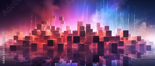 Futuristic Abstract Digital Cityscape with Vibrant Colors