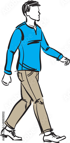 man walking doodle design drawing vector illustration
