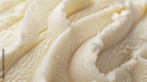 close-up texture of vanilla-flavored gelato, showcasing its smooth, creamy surface with vibrant hues. The intricate details of frozen zest promise a refreshing indulgence, perfect for summer delight