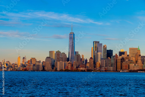 New York City with Manhattan Skyline over Hudson River,New York City, USA	
