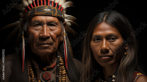 Indian man and woman.There are many American Indian tribes such as the Sioux, Crow, Ute, Passamaquoddy, Pawnee, Maricopa, Blackfeet, and Salish.	 photo