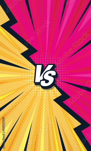 Two-color retro fight vs comic background with radial speed stripes