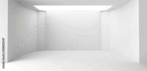 Rectangular white room with ceiling light, monochrome shades