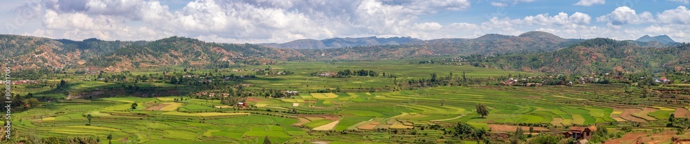 Panorama of Betafo fields near Antsirabe in Madagascar