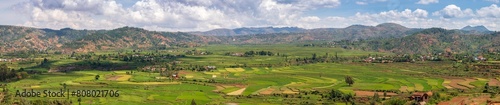 Panorama of Betafo fields near Antsirabe in Madagascar © Erika