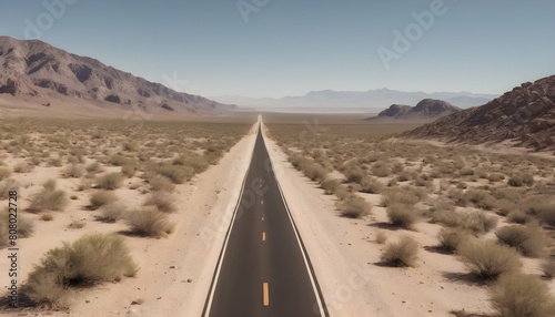 A remote desert highway traversing the rugged terr upscaled 5 photo