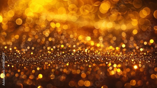 golden glitter background with bokeh lights, luxury and celebration concept in the style of unknown artist