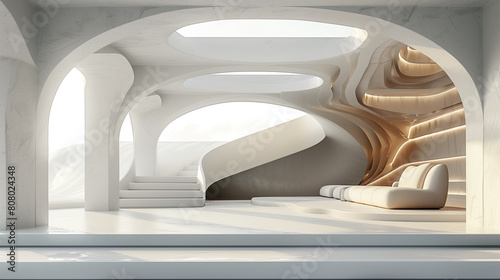 3D White Interior Background.