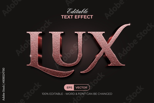 Rose Gold Text Effect Lux Texture Style. Editable Text Effect.
