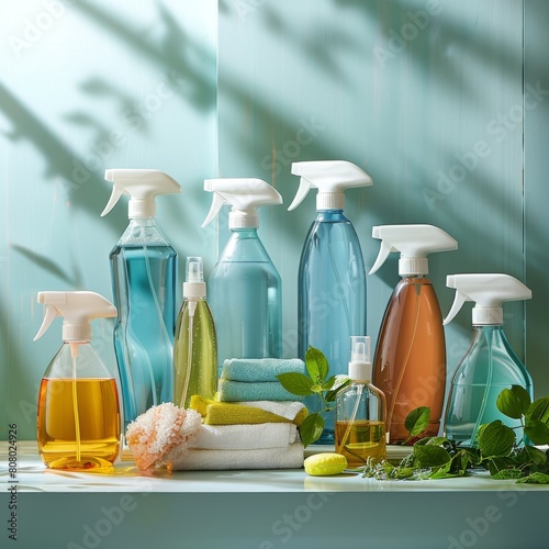 A variety of spray bottles photo