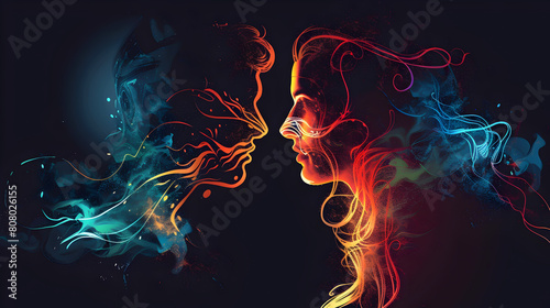 Captivating Chromatic Synergy Artful Depiction of Intimate Connection