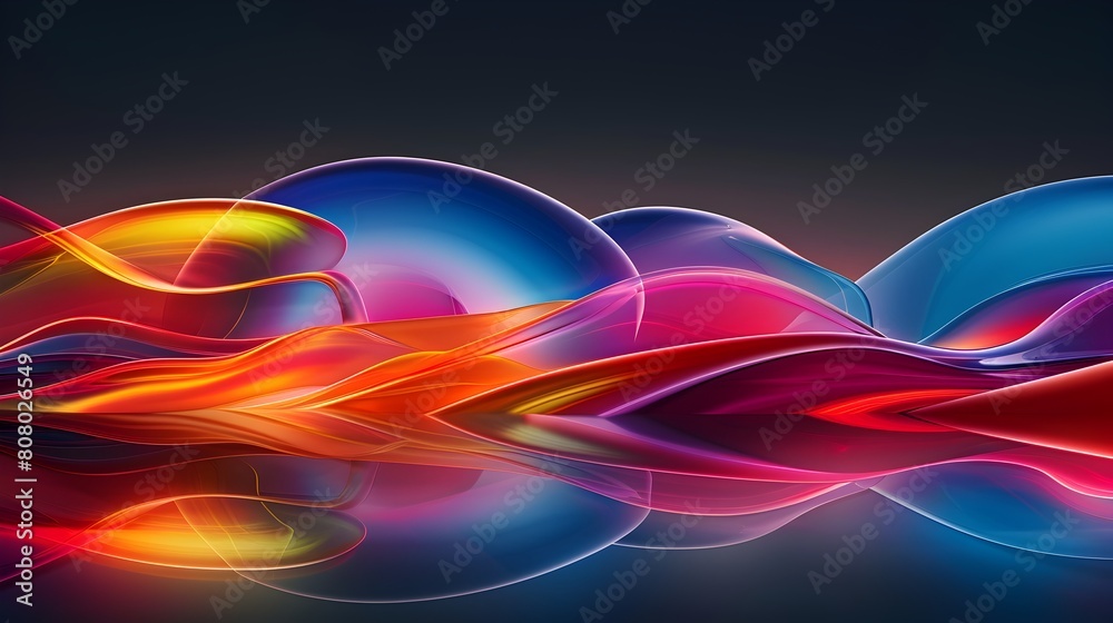 Naklejka premium Mesmerizing Transparent Waves of Vibrant Light and Color in a Futuristic Abstract Design