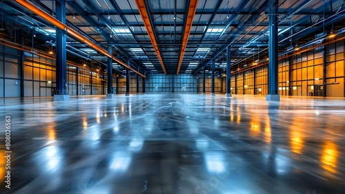 Modern industrial warehouse with concrete flooring ideal for retail space. Concept Industrial Design  Warehouse  Retail Space  Concrete Flooring  Modern Decor